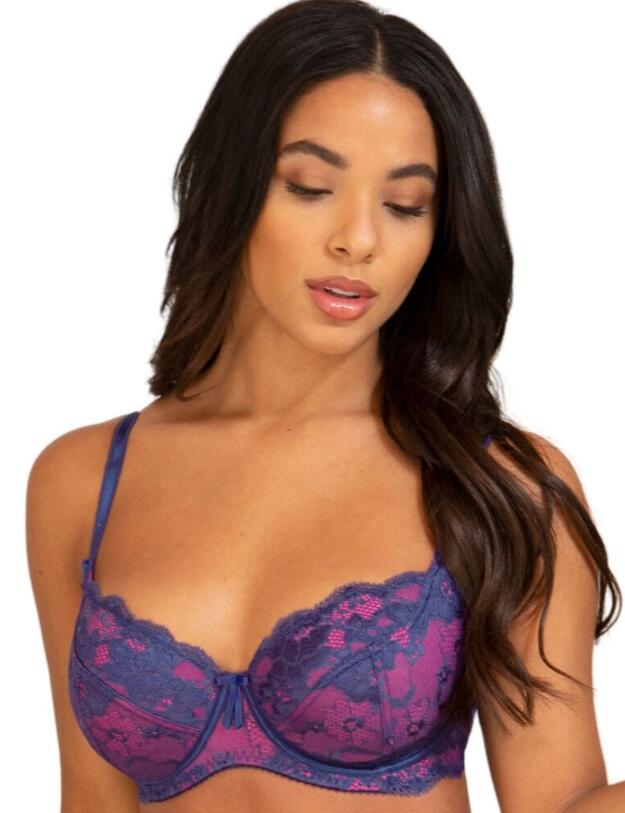 1502 Pour Moi Amour Plunge Bra - 1502 Blue/Pink