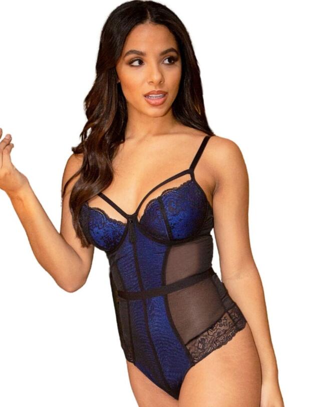 16110 Pour Moi Sensation Lightly Padded Underwired Thong Body - 16110 Black/Cobalt