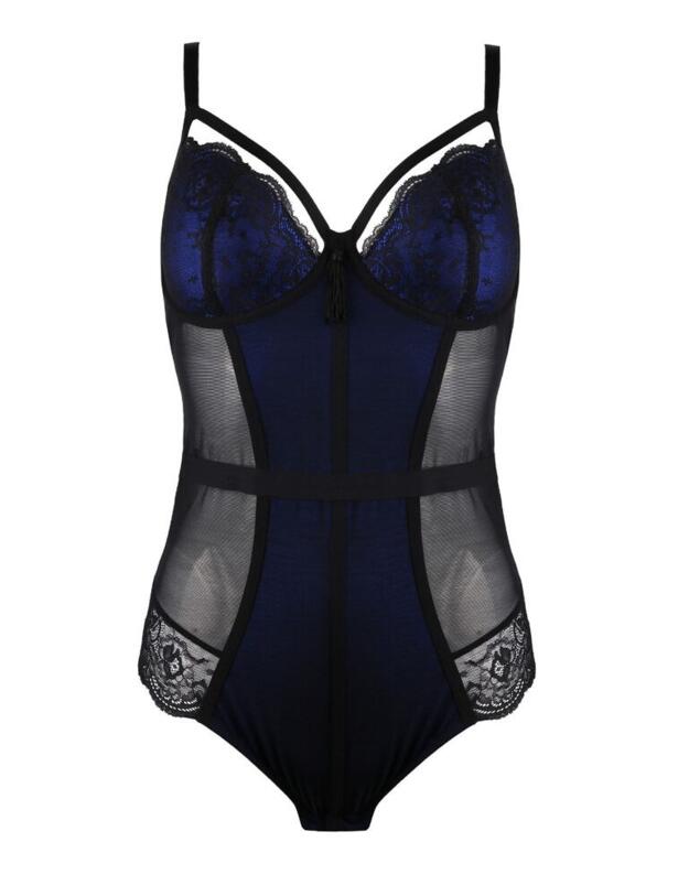 16110 Pour Moi Sensation Lightly Padded Underwired Thong Body - 16110 Black/Cobalt