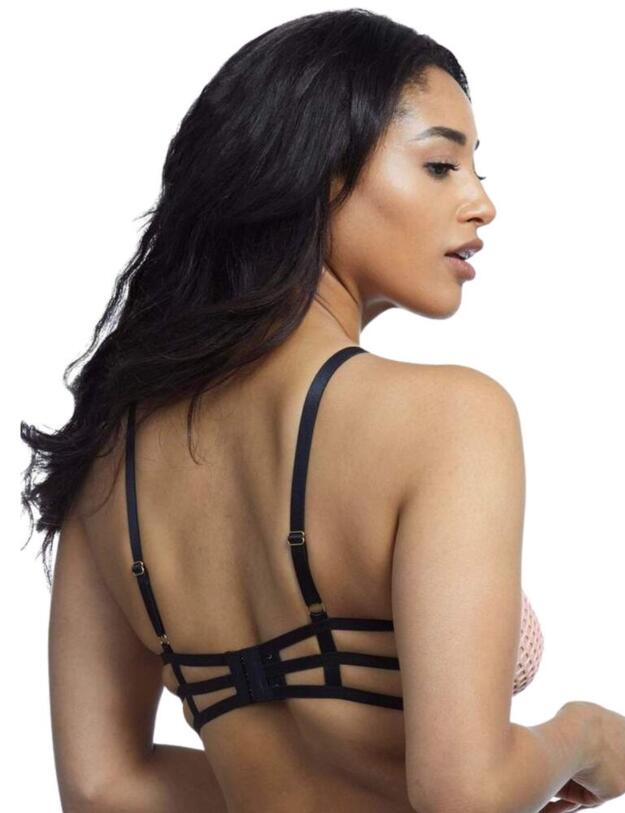 WWL778 Wolf & Whistle Danica Fishnet and Lace Crossover Bra - WWL778 Peach/Black