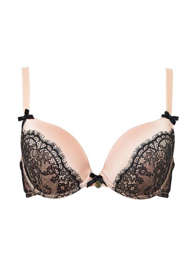TL018  Tallulah Love Chantilly Blush Padded Plunge Bra - TL018 Blush/Black