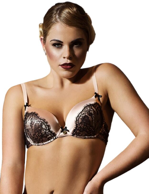 TL018  Tallulah Love Chantilly Blush Padded Plunge Bra - TL018 Blush/Black