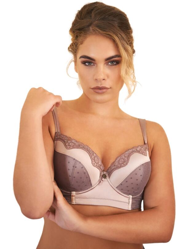 TL047 Tallulah Love Vintage Doll Padded Bra - TL047 Brown/Grey Mauve