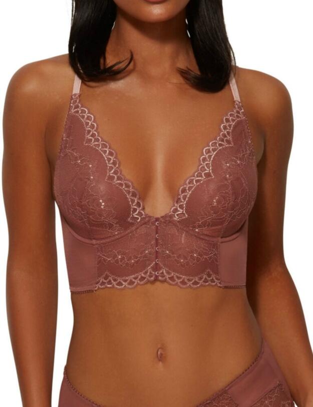 7718 Gossard Superboost Lace Deep V Bralette Bra - 7718 Cinder Rose