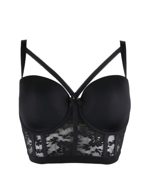 19100 Pour Moi Make A Scene Padded Lace Bustier Bra - 19100 Black