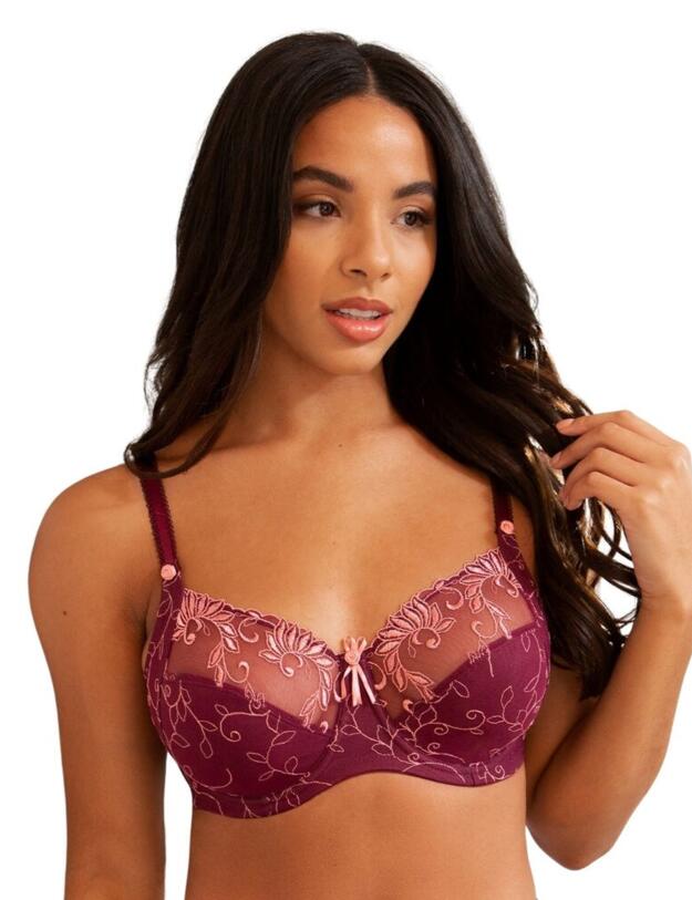 3804 Pour Moi Imogen Rose Embroidered Full Cup Bra - 3804 Plum/Rose