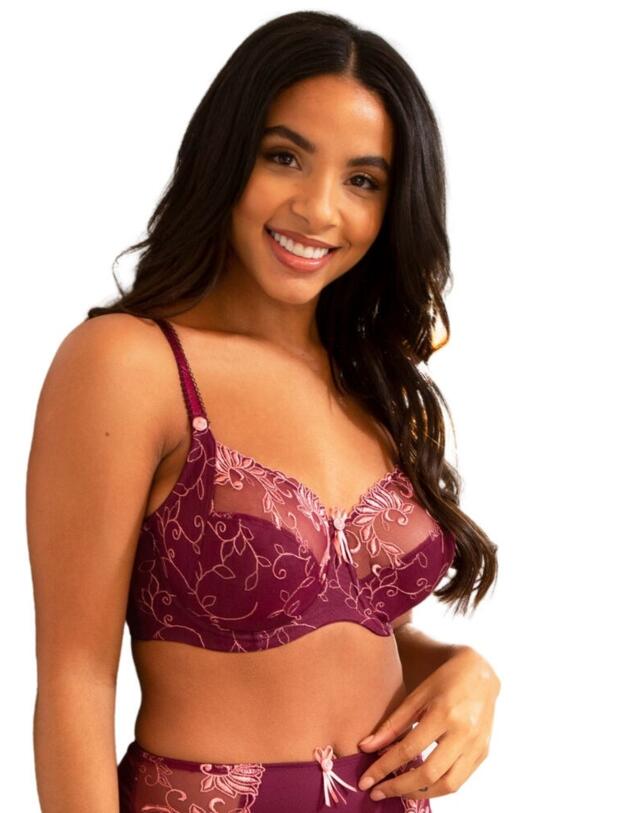 3804 Pour Moi Imogen Rose Embroidered Full Cup Bra - 3804 Plum/Rose