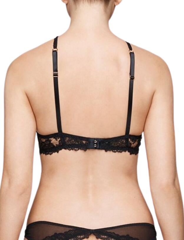 PLU-002-01 Coco De Mer Plumeria Underwired Open Bra - PLU-002-01 Black