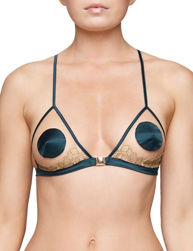 SET-002-09 Coco De Mer Setaria Open Triangle Bra - SET-002-09 Teal & Antique Gold 
