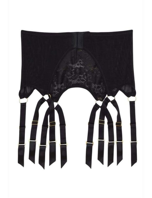 PPFFFBSB01 Playful Promises FFFB Lace Applique Suspender Belt - PPFFFBSB01 Black/Gold