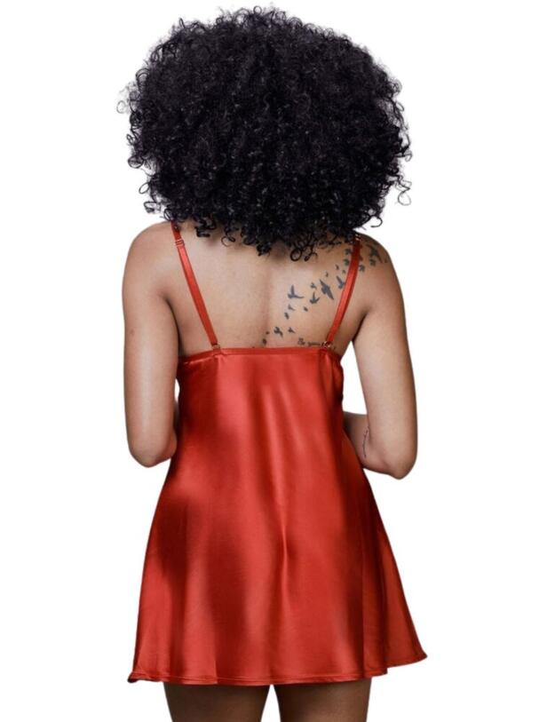 PPHUS003R Playful Promises Hustler Brooke Applique Chemise - PPHUS003R Red