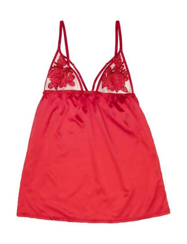 PPHUS003R Playful Promises Hustler Brooke Applique Chemise - PPHUS003R Red