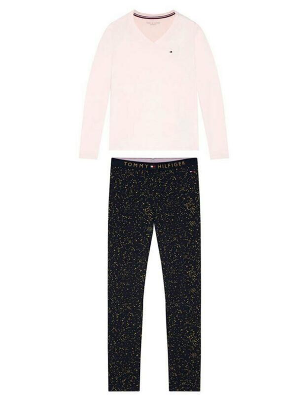 UW0UW02560 Tommy Hilfiger Long Sleeve Holiday Pyjama Set - UW0UW02560 Pale Pink/Desert Sky