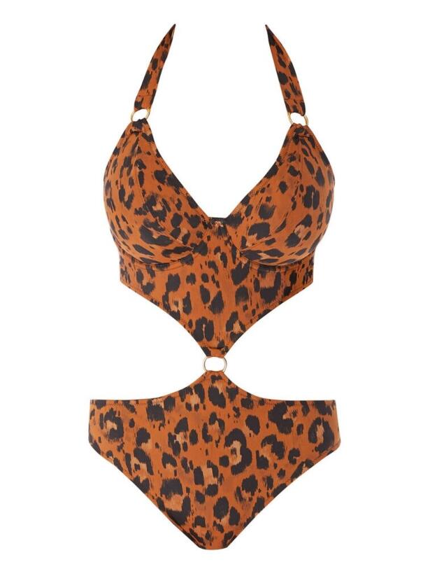 6988 Freya Roar Instinct Cut Out Halter Swimsuit - 6988 Leopard