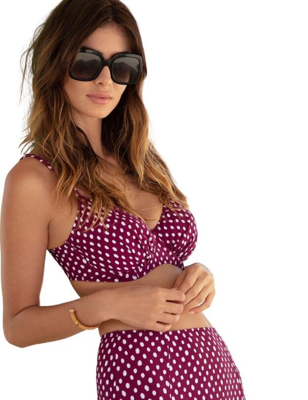 6720 Fantasie Santa Monica Gathered Full Cup Bikini Top - 6720 Garnet