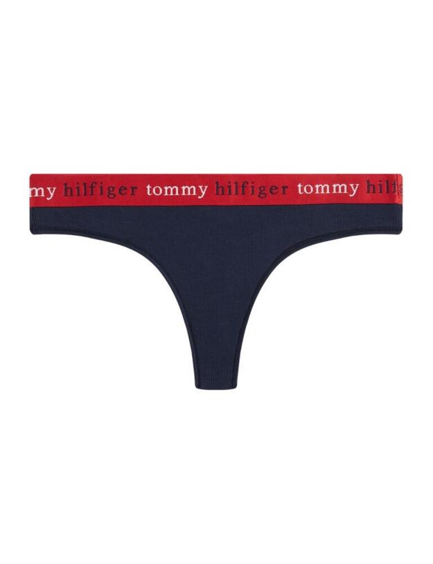 UW0UW02196 Tommy Hilfiger Organic Cotton Waistband Thong - UW0UW02196 Navy Blazer 