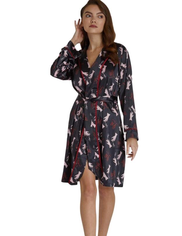 BP079 Playful Promises Bettie Page Blaze Robe - BP079 Black