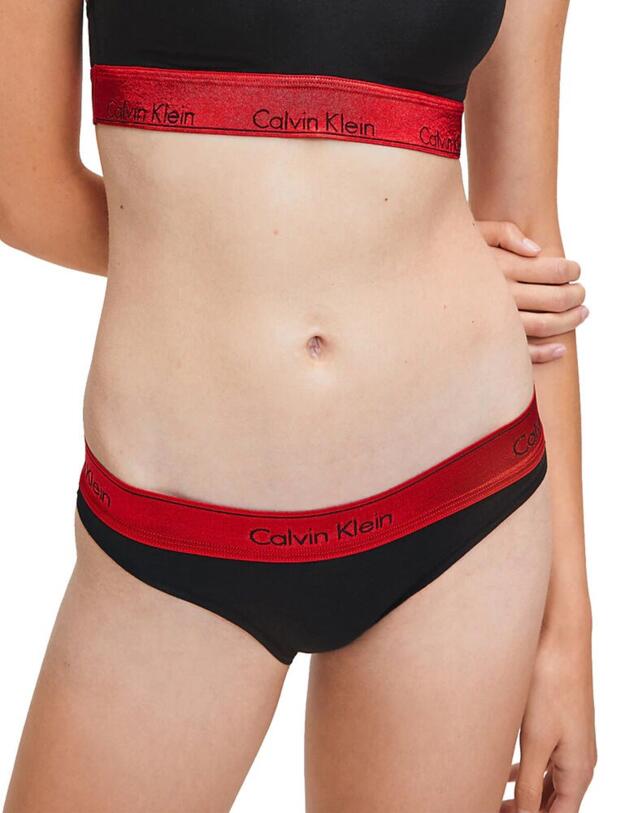 000QF6133E Calvin Klein Modern Cotton Bikini Style Brief - QF6133E Black/Red Gala