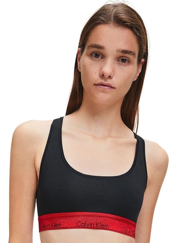 000QF6127E Calvin Klein Modern Cotton Racerback Bralette Bra - QF6127E Black/Red Gala