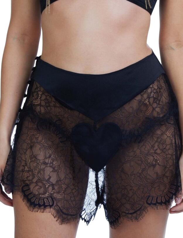 BPB087 Playful Promises Bettie Page Doris Heart French Knicker - BPB087 Black