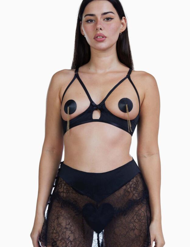 BP087 Playful Promises Bettie Page Doris Cupless Bra - BP087 Black