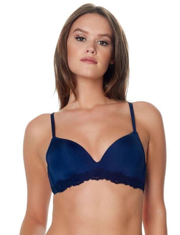056034 After Eden Lyonne Padded Lace Bra - 056034 Dark Blue