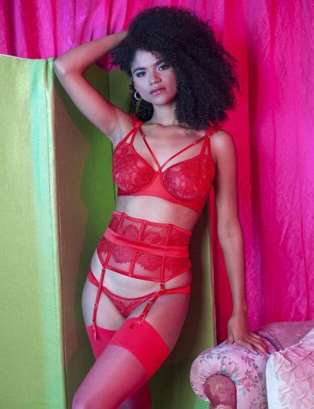 PPB3180 Playful Promises Anneliese Satin Brazilian Brief - PPB3180 Red