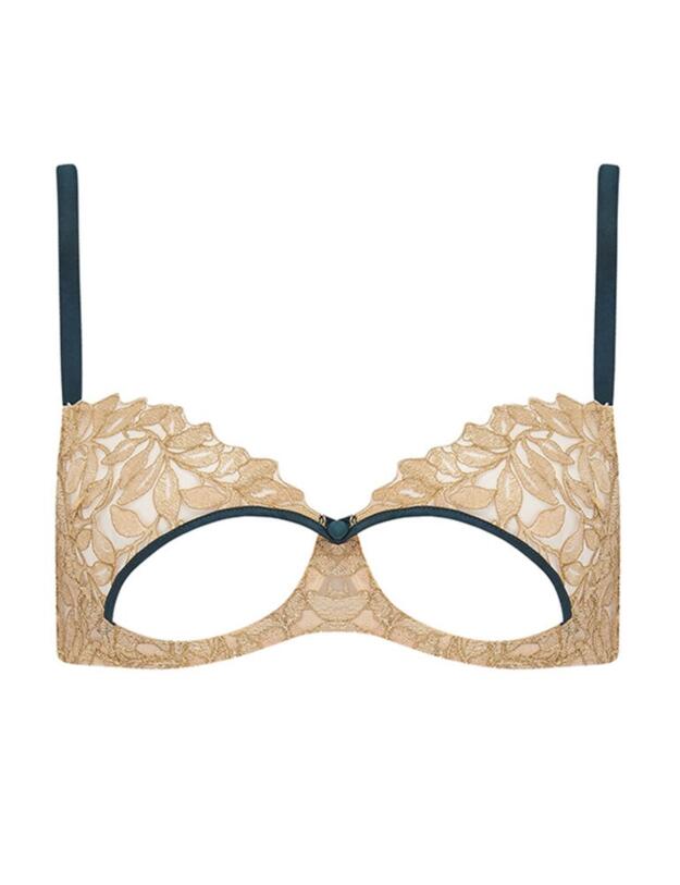 SET-005-09 Coco De Mer Setaria Balcony Button Bra - SET-005-09 Teal & Antique Gold