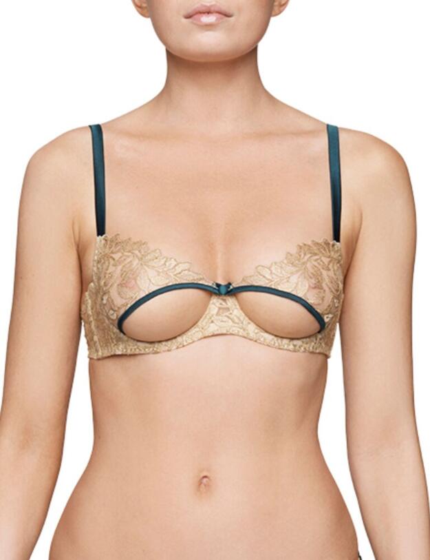 SET-005-09 Coco De Mer Setaria Balcony Button Bra - SET-005-09 Teal & Antique Gold