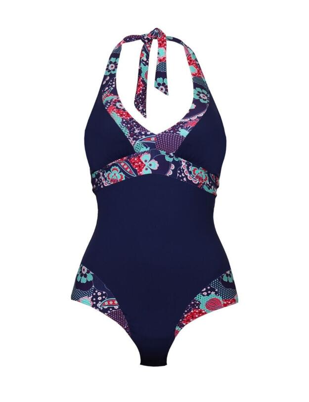 182083 Pour Moi Positano Control Swimsuit - 182083 Navy/Paisley