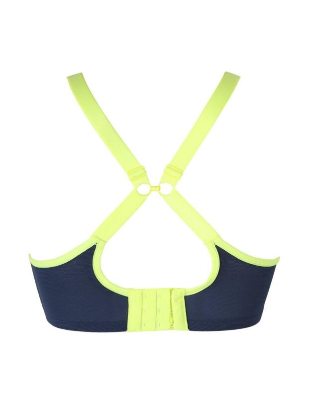 97002 Pour Moi Energy Reach Padded Sports Bra - 97002 Pewter/ Neon Yellow