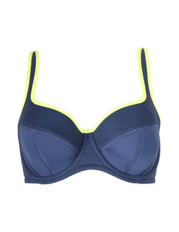 97002 Pour Moi Energy Reach Padded Sports Bra - 97002 Pewter/ Neon Yellow