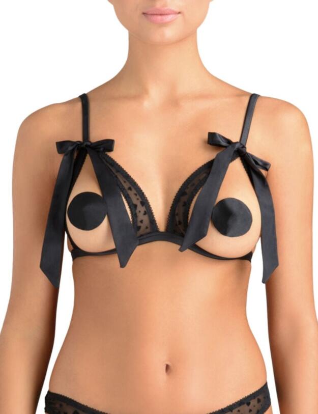 AUD-002-01 Muse by Coco De Mer Audrey Open Triangle Bra - AUD-002-01 Black