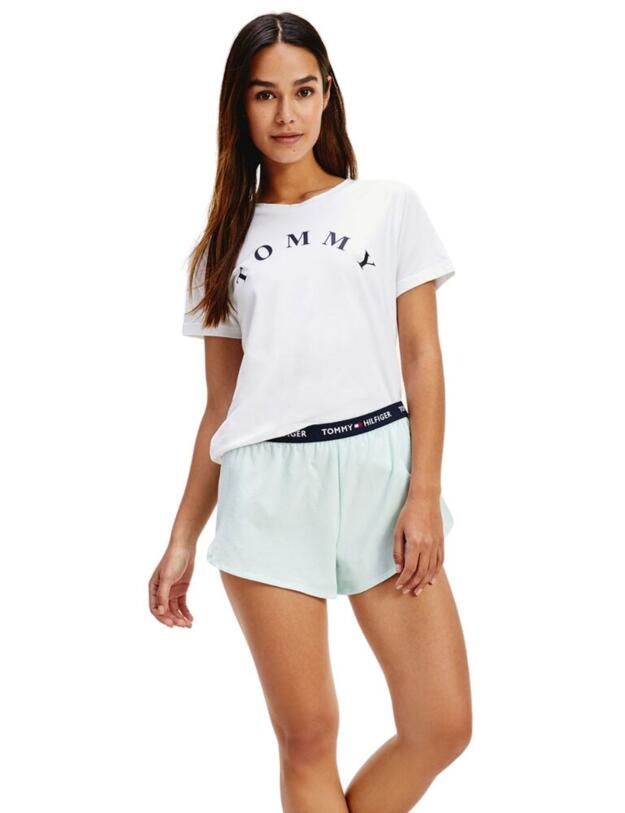 UW0UW02320 Tommy Hilfiger SS Short Loungewear Set - UW0UW02320 White/Glacier