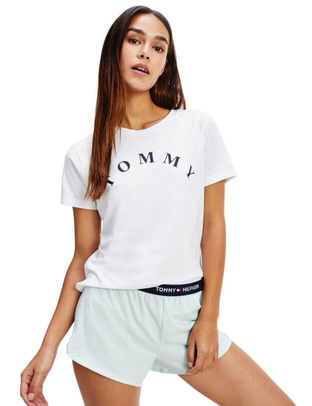 UW0UW02320 Tommy Hilfiger SS Short Loungewear Set - UW0UW02320 White/Glacier