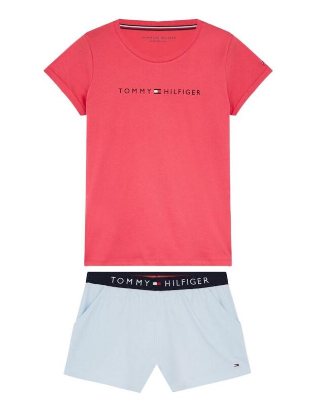 UW0UW02363 Tommy Hilfiger SS Short Set - UW0UW02363 Raspberry Wine / Cashmere Blue