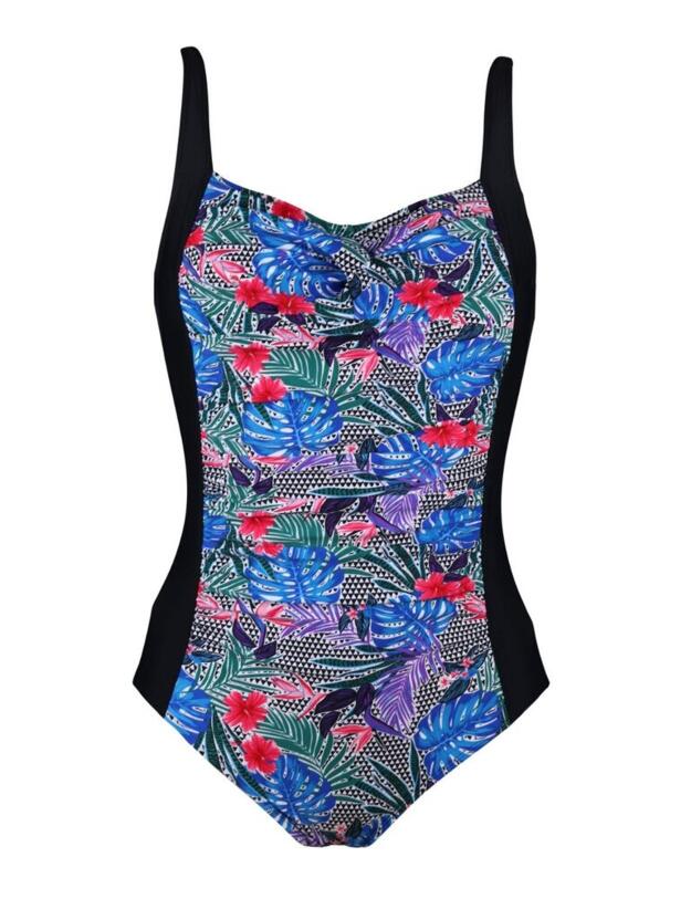  Pour Moi Geo Twisted Front Control Swimsuit Tropical