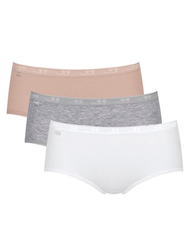 Sloggi Basic+ Midi Brief 3 Pack in White/Light Combination