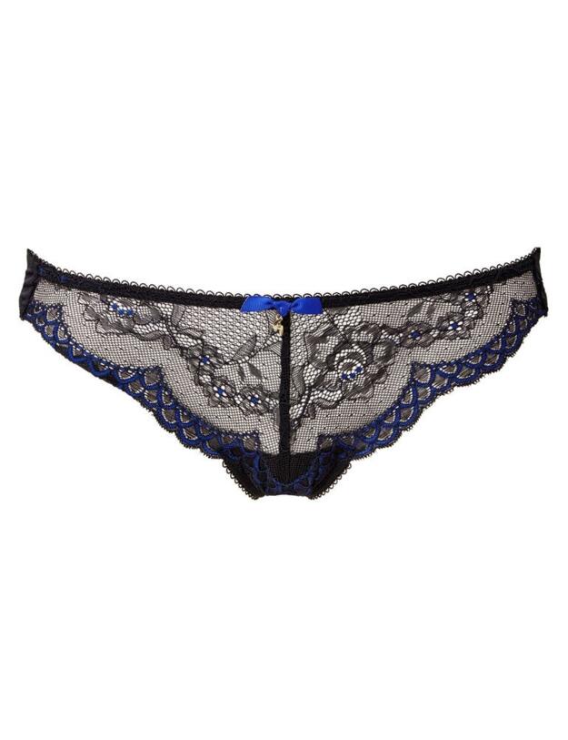 Gossard Superboost Lace Thong Black/Electric Blue