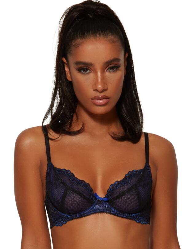Gossard Superboost Lace Plunge Bra Black/Electric Blue