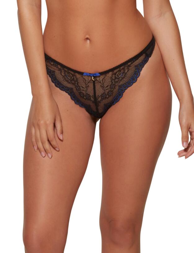 Gossard Superboost Lace Thong Black/Electric Blue