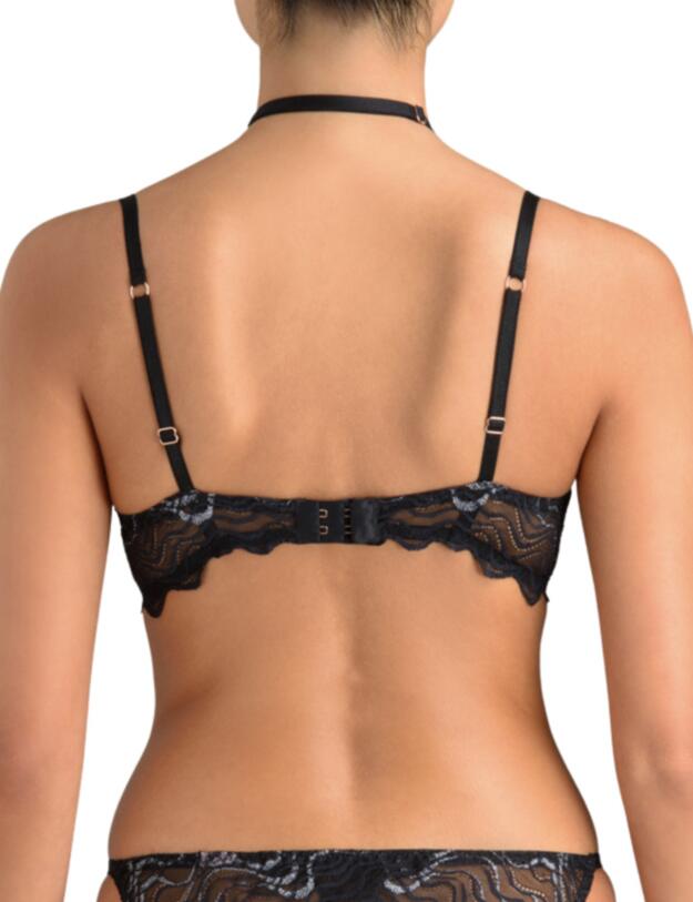 Muse by Coco De Mer Katharine Plunge Bra in Black and Silver