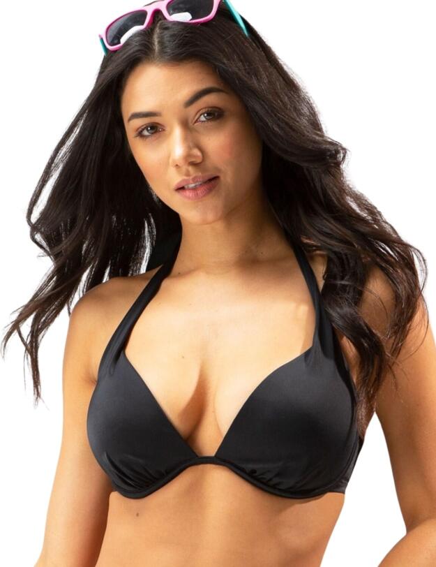 Pour Moi Space Padded Plunge Top in Black