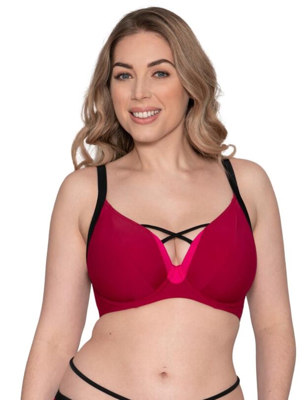 Curvy Kate Subtropic Plunge Bikini Top in Cherry Red/Pink