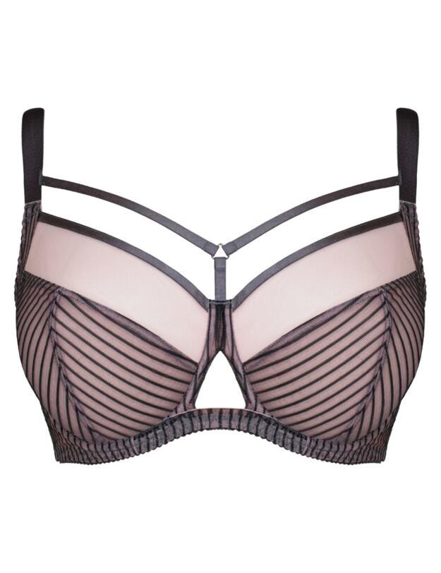 Curvy Kate Victory Pin-Up Balcony Bra in Grey/Pink