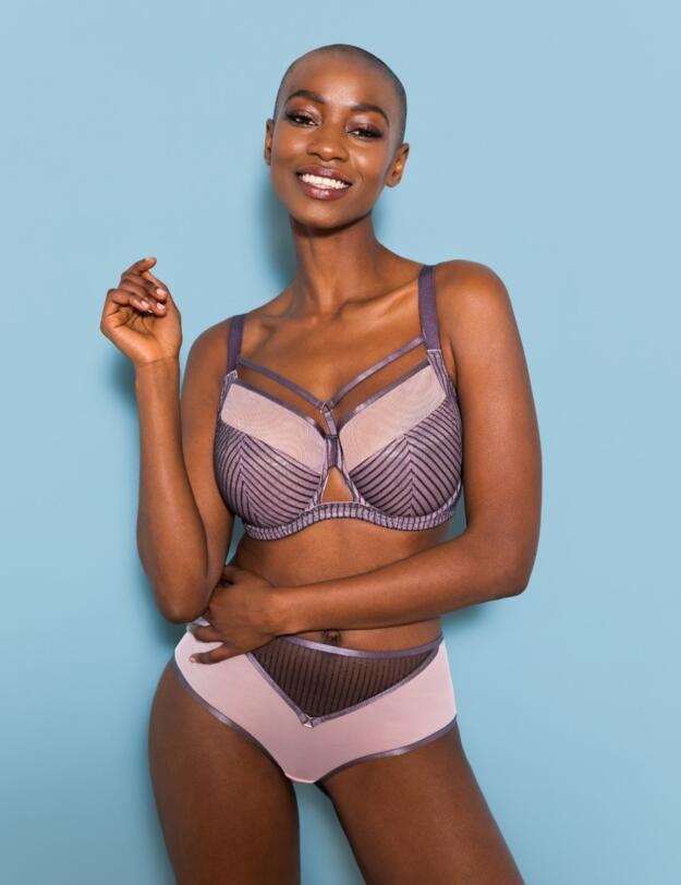 Curvy Kate Victory Pin-Up Balcony Bra in Grey/Pink