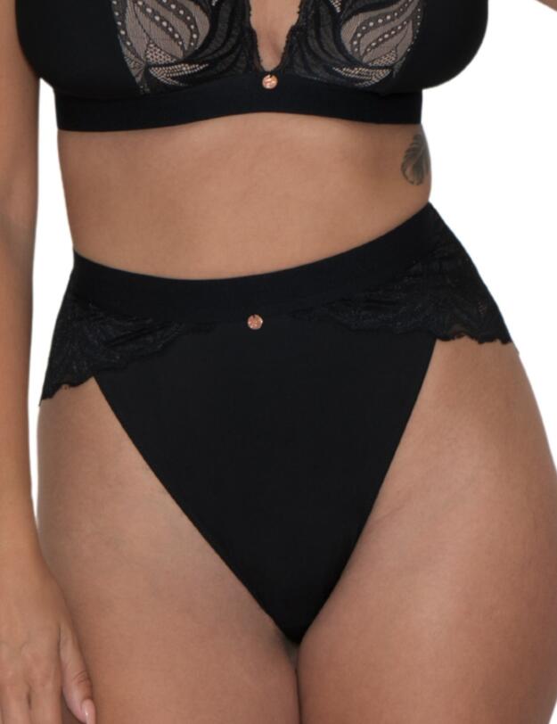 Scantilly by Curvy Kate Indulgence High Waist Brief in Black/Latte