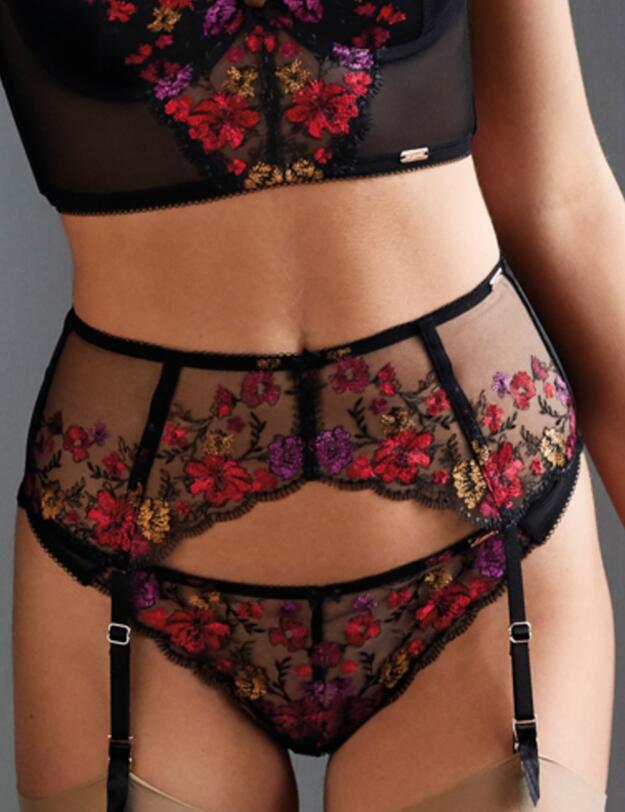 17902 Gossard VIP Bouquet Suspender Belt - 17902 Black/Red