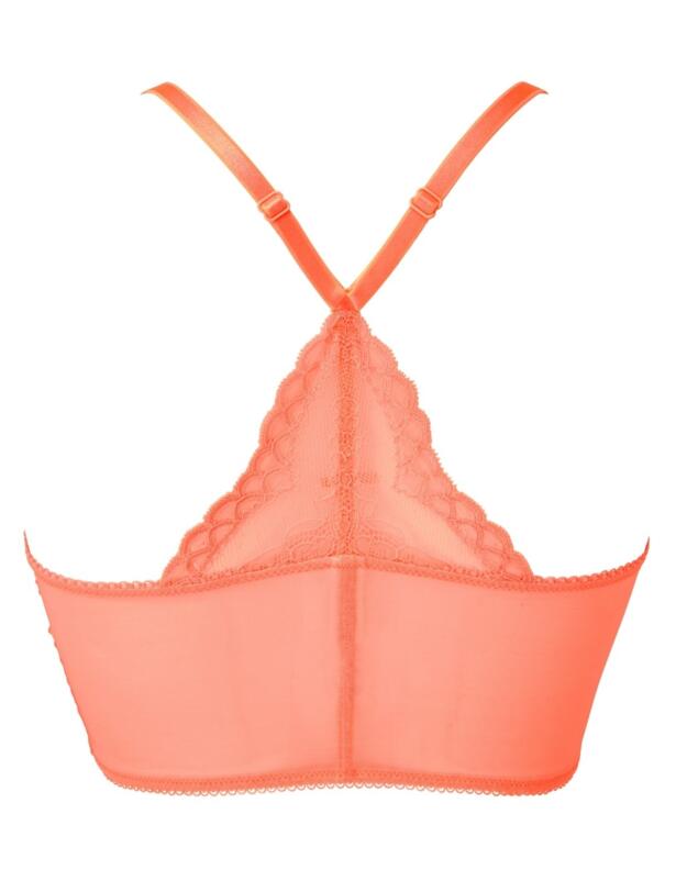 Gossard Superboost Lace Deep V Bralette in Neon Coral