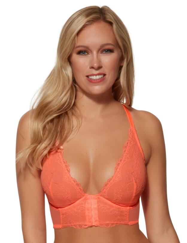 Gossard Superboost Lace Deep V Bralette in Neon Coral